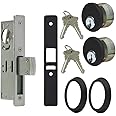 Summit Doorware Storefront Door Mortise Deadlock Bolt & Double Keyed Cylinder Kit in Duronotic Finish - High Grade Adams Rite Style Lock - Maxium Security Replacement for MS1850S Series Locks