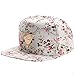 Yonala Fashion Floral Snapback Hip-Hop Hat Flat Peaked Baseball Cap for Four Seasons Beige