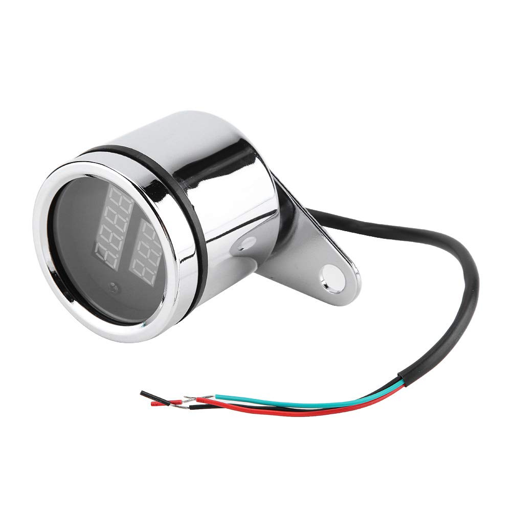 Photo 1 of Universal Electronic Tachometer 2 in 1 Motorcycle LED Digital Voltmeter Tachometer Gauge Metal Odometer Speedometer Silver for Meauring Voltage of Motorcycle