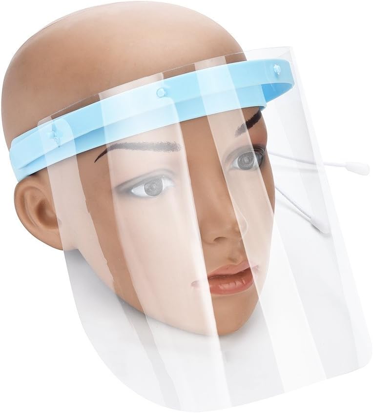 Safety Face Shield Guard, 10 Pack Shield Anti-Spitting Splash Facial Shield Full Face Protective Visor for Women Men Eye & Head Protection Shield (Blue)
