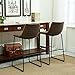 Roundhill Furniture Lotusville Vintage PU Leather Barstools, Antique Brown, Set of 2