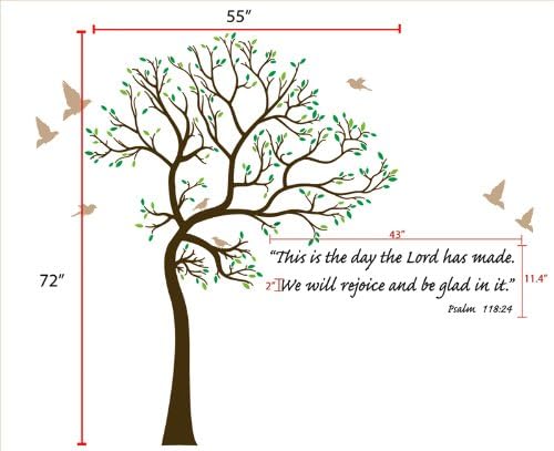 Amazon Com Digiflare Graphics 6ft Tree Brown Green With Bird Wall Decal Bible Verse Lettering Deco Art Sticker Mural This Decal Is Created Original Product 100 Guaranteed Home Kitchen