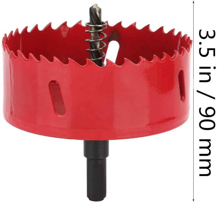 Hole Saw 90mm Bi-Metal Holesaw Cut with Hexagon Adapter Centring Drill Arbor Pilot Drill Bit Wood Plastic w/Rod for Wood Aluminum Iron Plastic - Image 3
