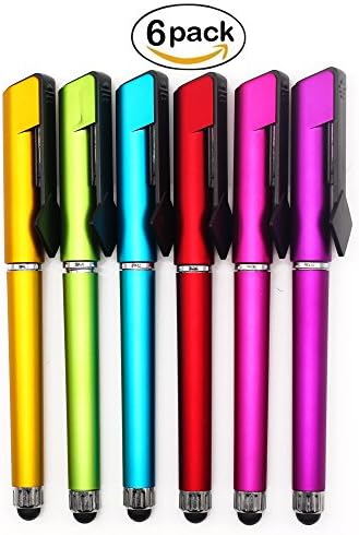 WaterLuu Multifunctional Pen, 3 in 1 Compacitive Stylus Pen &amp; Ballpoint Pen,Phone Holder Pen,Great for Writing,Phone Holder &amp;Universal Stylus for iPhone,iPad all Smart Phones &amp; Tablets (6 Pack)