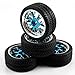 SkyQ Y Spoke RC 1/10 Scale Car On Road Tires Tyre and Wheel Rims Blue Plated 4pcs