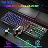 FELiCON K620 Wireless Gaming Keyboard and Mouse Combo, Mechanical Feel Rechargeable 100% Keyboard 4800 mAh, 16 Light Up…