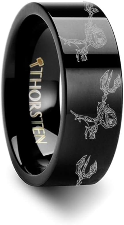 Fizz The Tidal Trickster Black Tungsten Engraved Ring League of Legends Jewelry