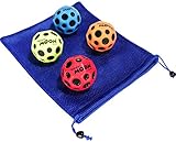 Waboba Moon Extreme Bounce Bundle of 4 Balls _ in 4 Neon Colors _ Bonus Soft Nylon Net Drawstring 9 x 12