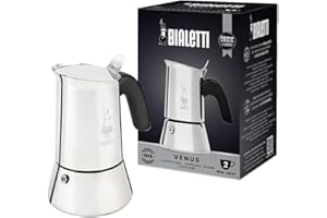 Bialetti - New Venus, stainless steel espresso coffee machine, suitable for all types of stoves, 2 cups (85 ml), aluminium, s