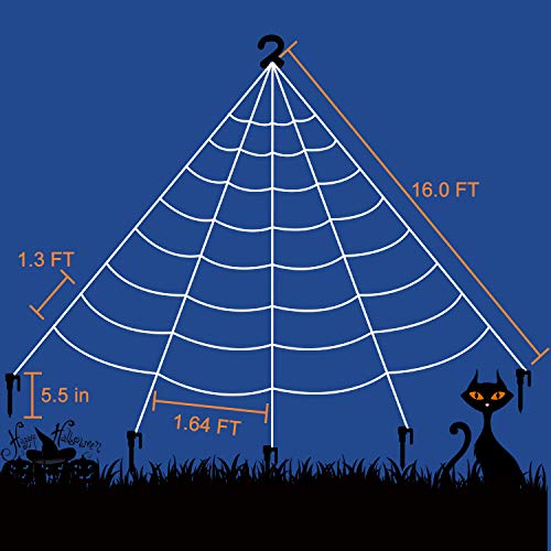 image for AOSKA 16 Feet Giant Spider Web with Super Stretch Cobweb Set with 2 Sm
