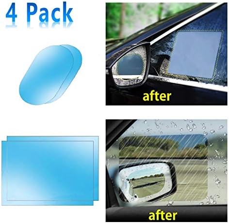 Car Side View Mirror Anti-Glare Film- Rear View Mirror HD Nano Anti Glare Anti Fog Rainproof Waterproof Membrane for Automobile Rearview Mirror and Side Window (Oval+Rec 4Pcs)