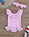 oklady Baby Girl One Piece Swimsuit Stripe Bikini Beach Bathing Suit Infant Swimwear with Bow Headband 6-12 Months