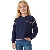 WELAKEN Girls Sweatshirt – Long Sleeve Cropped Pullover with Rainbow Trim and Pocket