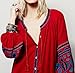 R.Vivimos Womens Autumn Long Sleeve Embroidery Oversized Single Breasted Button Up Dresses with Pockets (Small,Red)