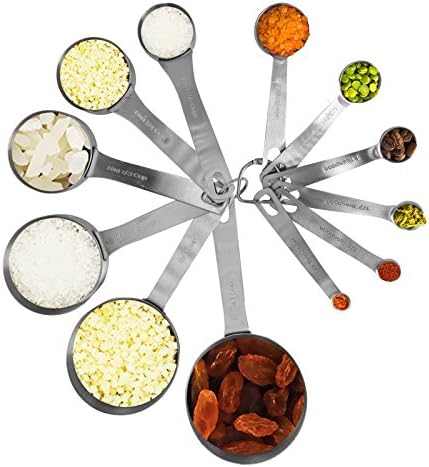 12-piece Stainless steel Measuring Spoons cups Nesting set kitchen Measuring Cups &amp; Spoons Set Of 12 Rust Proof Stainless Steel Scoops Handles Measurements For Dry Food &amp; Liquids for Cooking or Baking