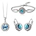 MAFMO White Platinum Plated Crystal Round Shaped Necklace Bracelet Earrings Set Women Fashion Jewelry