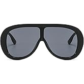 willochra Oversized Pilot Sunglasses Women Fashion Big Frame One Piece Sun Glasses Mask Goggle Trendy Metal Frame Oval Shades