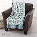 Home Fashion Designs Orleans Collection Geometric Lightweight Ultra Velvet Plush Soft Blanket with Decorative Fringe, Blue Surf