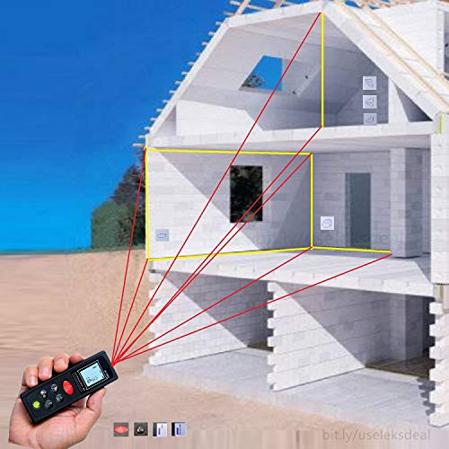 Portable Pocket Digital Laser Distance Meter - High Integration Light Handheld 60M 196FT Distance Continious Length Area Volume Pythagorean Measurement Tools Backlight LCD