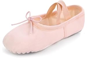 VINGT ANS Ballet Canvas Shoes Split Sole with Tie Dance Slippers for Toddler/Little Kid/Big Kid/Women
