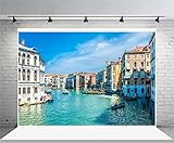 AOFOTO 7x5ft Beautiful Venice Photography Background Italy Water City Streetscape Backdrop Canal Gondolas Sailing European Trip Lovers Adult Portrait Photoshoot Studio Props Video Drape Vinyl