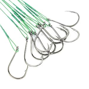 Intvn Lot De 40 Hameçon Crochet Pêche En Acier à Haute Teneur En Carbone Barbelés Hamecons Peche Pour Carpe, Truite, Achigan Longueur De La Ligne 20cm