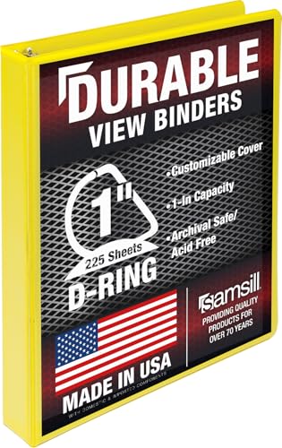 Samsill Durable 1 Inch Binder, D Ring Binder, Customizable Clear View Cover, Le…