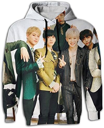 Unisex 3D Printed Hoodies Kpop Monsta-X Pockets Hoodie Sweatshirts Plus Velvet Dazzling For Mens Womens