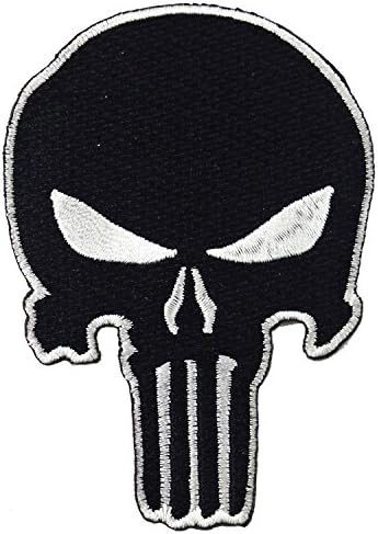Punisher Skull Embroidered Iron on Patch Black #F