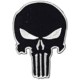 Punisher Skull Embroidered Iron on Patch Black #F