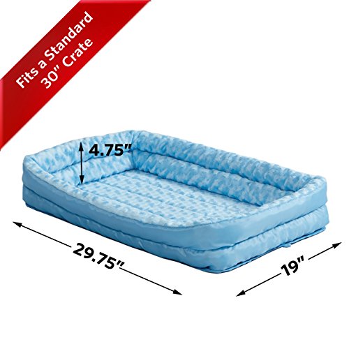 Double Bolster Pet Bed Blue 30Inch Dog Bed ideal for Medium Dog