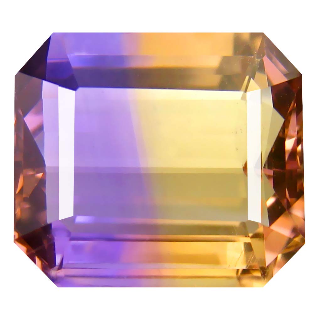 Deluxe Gems 9.35 ct Octagon Cut (14 x 12 mm) Unheated/Untreated Amethyst Loose Natural Gemstone Violet & Yellow