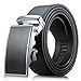 Men's Genuine Leather Belt- Ratchet Black Dress Belt for Men with Automatic Buckle. (Up to Size 46, Black With Buckle #03)