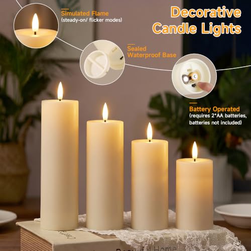 Dehobo Bougie LED Extérieur, Bougie LED Flamme Vacillante, IP65 Étanche (Lot De 8), Bougies LED Télécommande Avec Minuterie (13,5/15/18/20 cm x 5,5 cm), Adaptées Aux Patios, Mariages, Salons