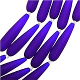 Cultured Sea Glass, Long Teardrop Beads 38x9mm, 5 Pieces, Royal Blue