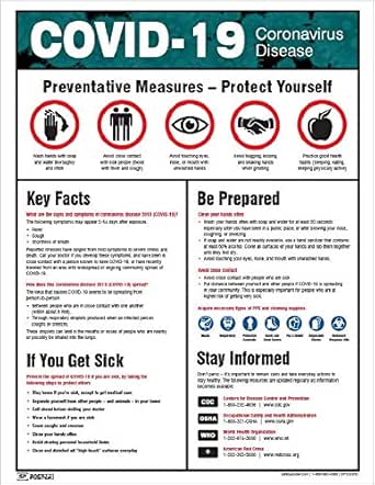 COVID-19 Coronavirus Information Safety Poster, Laminated ...