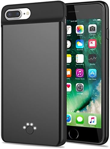 iPhone 8 Plus / 7 Plus / 6 Plus / 6S Plus Battery Case,Emishine Ultra Thin Rechargeable Charging Case for iPhone 8 Plus / 7 Plus / 6 Plus / 6S Plus Case Battery with 4000mAh (Black-5.5")