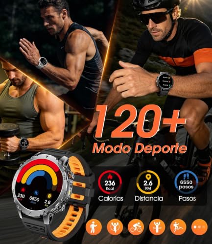 SUNKTA Smart Watch for Men 1400 mAh Battery 1.7 Inch HD Calls Bluetooth Military Smartwatch 100+ Sports and Fitness Modes with iOS and Android, Health Monitor, Sleep, Pedometer, Black