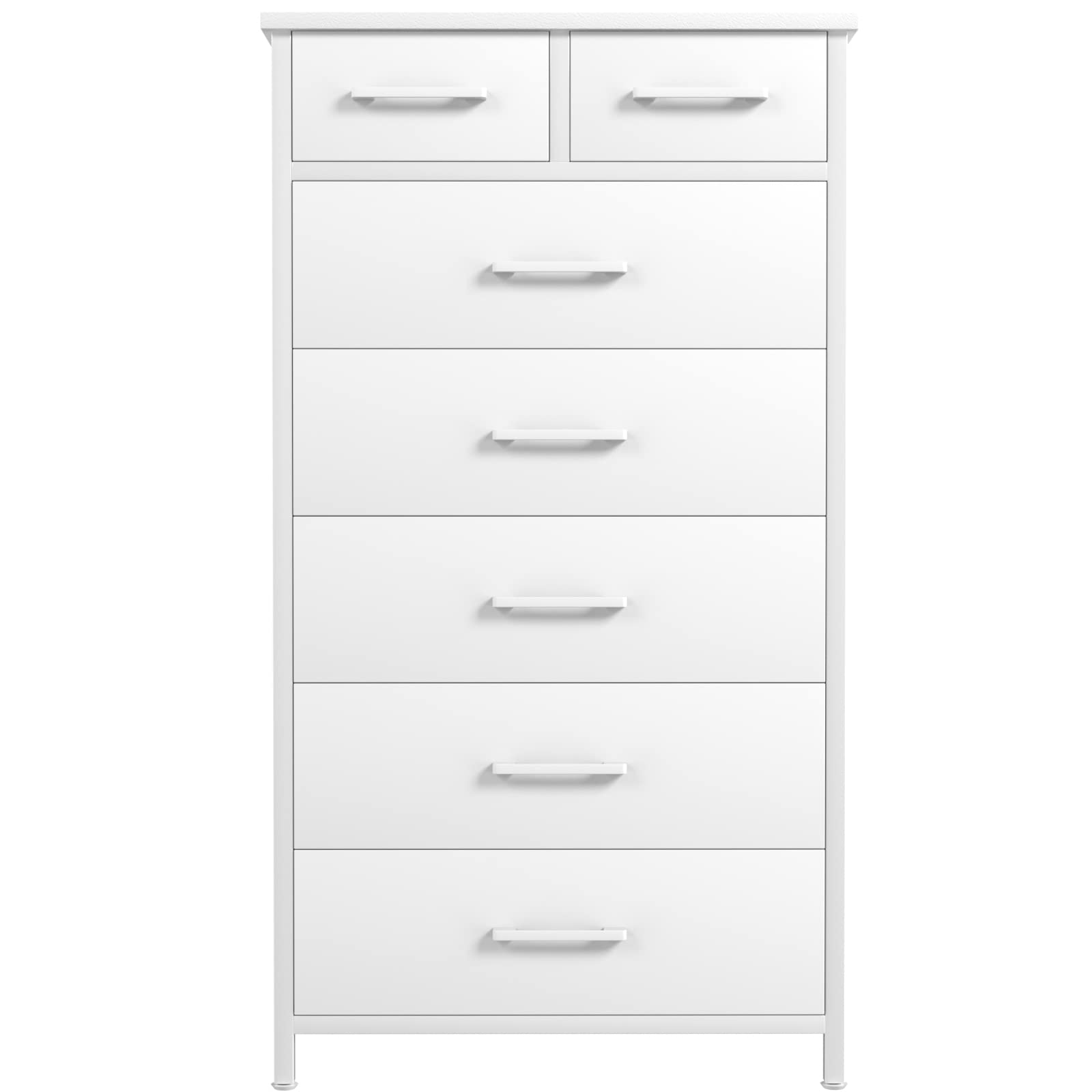 IKENO 7 Drawer White Dresser, Industrial Wood Dresser for Bedroom