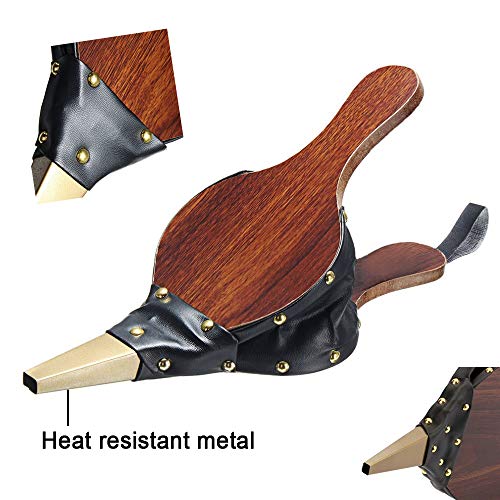 Fireplace Bellows,Wooden Bellows Fire Tool-Vintage Leather Manual Air Blower Fan Stove Accessories for Barbecue Fire Outdoor Cooking Picnic Camping Hiking (Black)