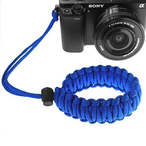 FoRapid Braided 550 Paracord Adjustable Camera Wrist Strap/Bracelet Hand Grip Compatible with Nikon Canon Sony Panasonic Mirrorless Compact System SLR/DSLR Cameras, Camcorder, Binocular (Blue)