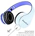 BestGot Kids Wired Headphones Boys Over Ear with Microphone for Kids Adult in-line Volume with Cloth Bag Foldable Headphone with 3.5mm Plug Removable Cord (White/Blue)
