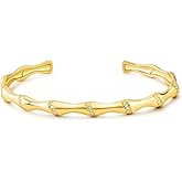 KissYan Gold Cuff Bangle Bracelets for Women, 14K Gold Plated Adjustable Open Cuff Bracelet Flat Hollow Butterfly Cubic Zirconia Gift