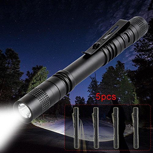 Tileon Pen Flashlight,5PCS Led Pen Light Flashlights with Clip,500