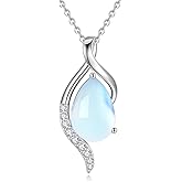 FANCIME Birthstone Necklace for Women Teardrop Cubic Zirconia Necklace S925 Sterling Silver Gentle Love Birthday Gifts for Mom Women, 16"+2" Inches
