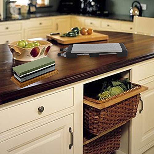 HighFree Premium Knife Sharpening Stone Set 400/1000 2000/5000 Knife Sharpener Waterstone with Non-Slip Bamboo Base Flattening Stone and Angle Guide