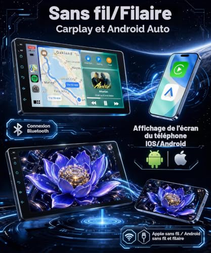 Rimoody Autoradio pour Ford Ka 2008-2014 Sans Fil Carplay Android Auto You-Tube DSP EQ Vi-Link Bluetooth FM/RDS Radio, 9 Pouces Écran Tactile Autoradio avec Mirror Link USB/AUX/MIC SWC Caméra de Recul
