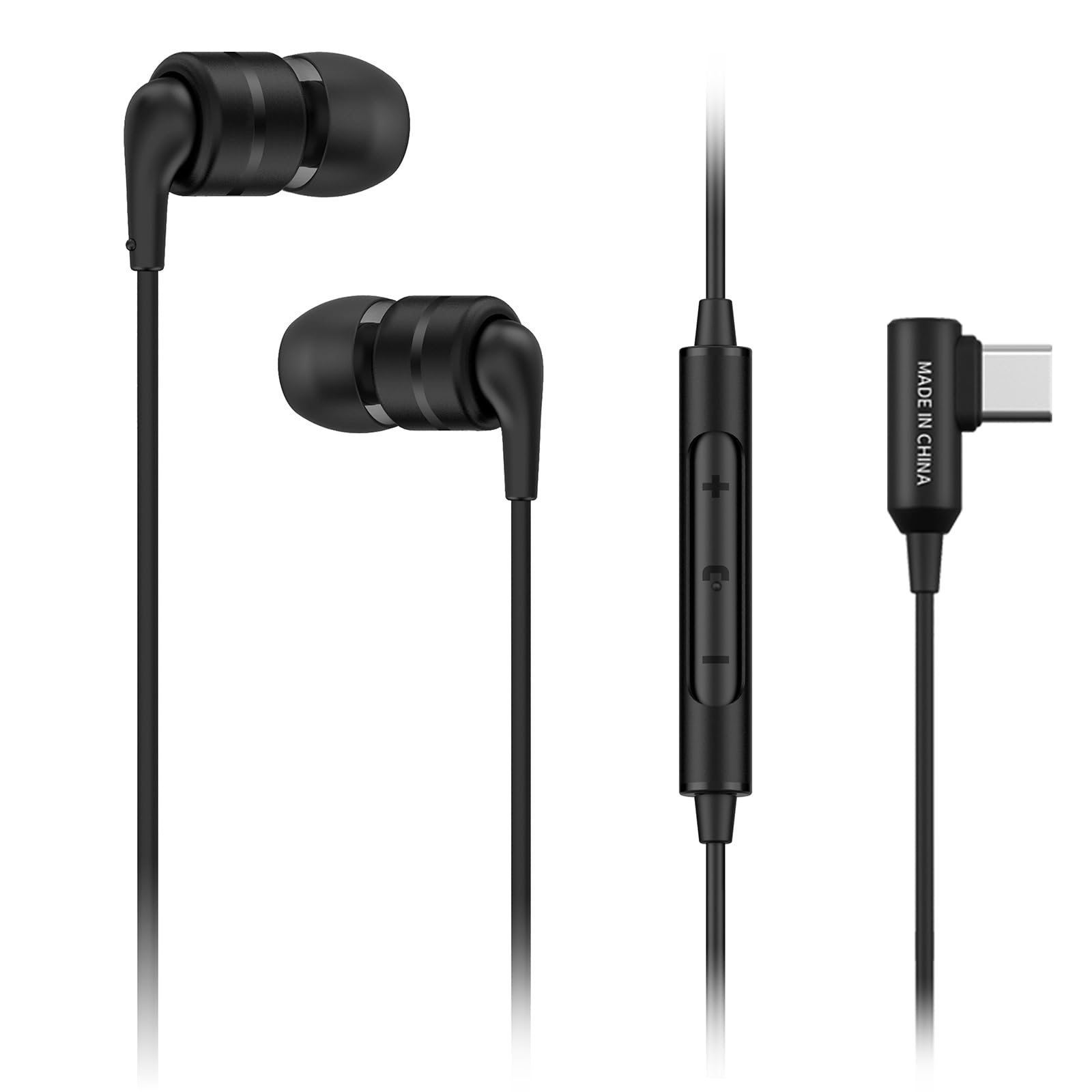 Photo 1 of SoundMAGIC E80D USB-C in-Ear Stereo Headphones, L-Shape Plug, in-Line Controller, Metal Housing, 10mm Dynamic Drivers, Water/Dust Proof, Black