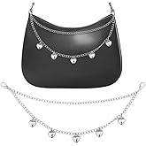 Kefley Double-Layered Heart Bag Charm Chain Silver Purse Charms for Handbags Crossbody Bag Strap Punk Y2K Wallet Purse Chain Metal Wallet Pouch Shoulder Hobo Bags Accessories