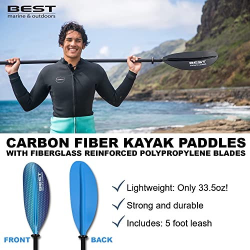 Best Marine Kayak Paddle Carbon Fiber Shaft & Fiberglass Reinforced